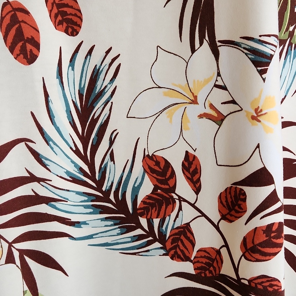 LuLaRoe Tropical Print Tank Top - Cream and Brown - Picture 5 of 11